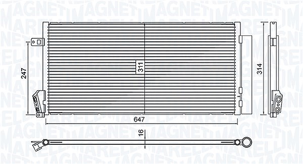 Magneti Marelli Kondensator, Klimaanlage [Hersteller-Nr. 350203619000] für Opel, Fiat, Vauxhall