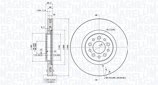 Magneti Marelli Bremsscheibe [Hersteller-Nr. 360406011501] für Alfa Romeo