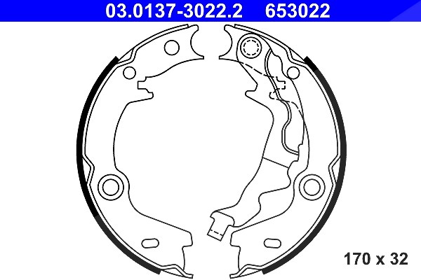 Ate Bremsbackensatz, Feststellbremse [Hersteller-Nr. 03.0137-3022.2] für Kia, Hyundai