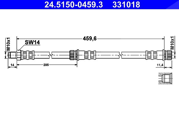 Ate Bremsschlauch Hinterachse [Hersteller-Nr. 24.5150-0459.3] für Smart, Mitsubishi