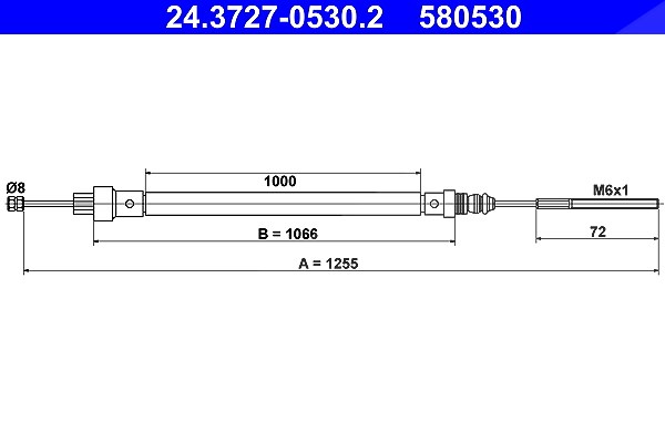 Ate Seilzug, Feststellbremse [Hersteller-Nr. 24.3727-0530.2] für Peugeot, Citroën, Fiat, Lancia
