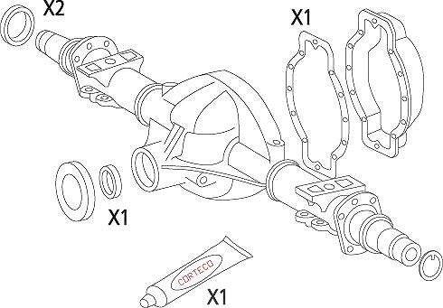 Corteco Dichtungssatz, Differential ERSTAUSRÜSTERQUALITÄT [Hersteller-Nr. 19536223] für Mercedes-Benz, BMW