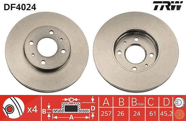 Trw Bremsscheibe [Hersteller-Nr. DF4024] für Nissan
