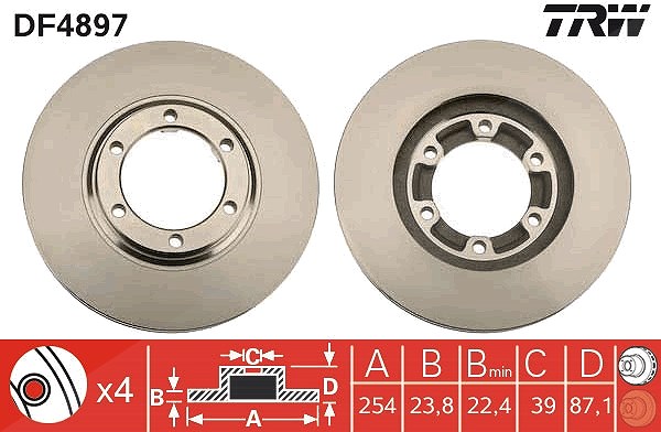 Trw Bremsscheibe [Hersteller-Nr. DF4897] für Mitsubishi