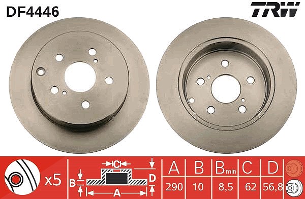 Trw Bremsscheibe [Hersteller-Nr. DF4446] für Toyota