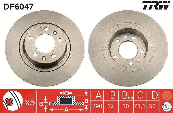 Trw Bremsscheibe [Hersteller-Nr. DF6047] für Peugeot