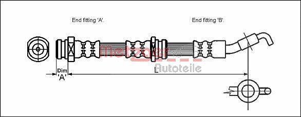 Metzger Autoteile Bremsschlauch [Hersteller-Nr. 4113326] für Mitsubishi