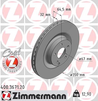 Zimmermann 1x Bremsscheibe [Hersteller-Nr. 400.3671.20] für Mercedes-Benz