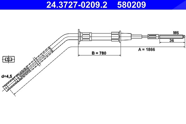 Ate Seilzug, Feststellbremse [Hersteller-Nr. 24.3727-0209.2] für BMW