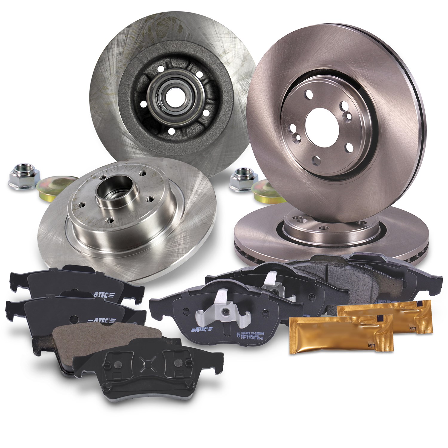 Bestprice Bremsscheiben + Bremsbeläge Vorne + Hinten [Hersteller-Nr. 10604180] für Renault