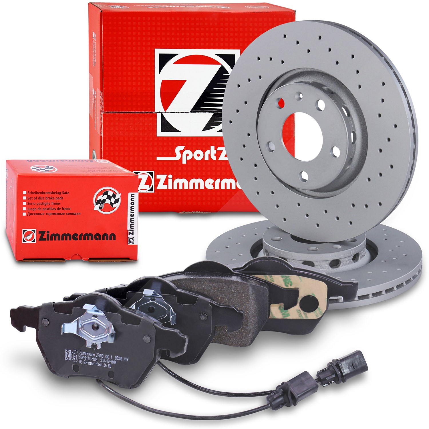 Zimmermann SPORT-Scheiben + Beläge mit VWK Vorne [Hersteller-Nr. 10697590] für Audi, Seat, Skoda