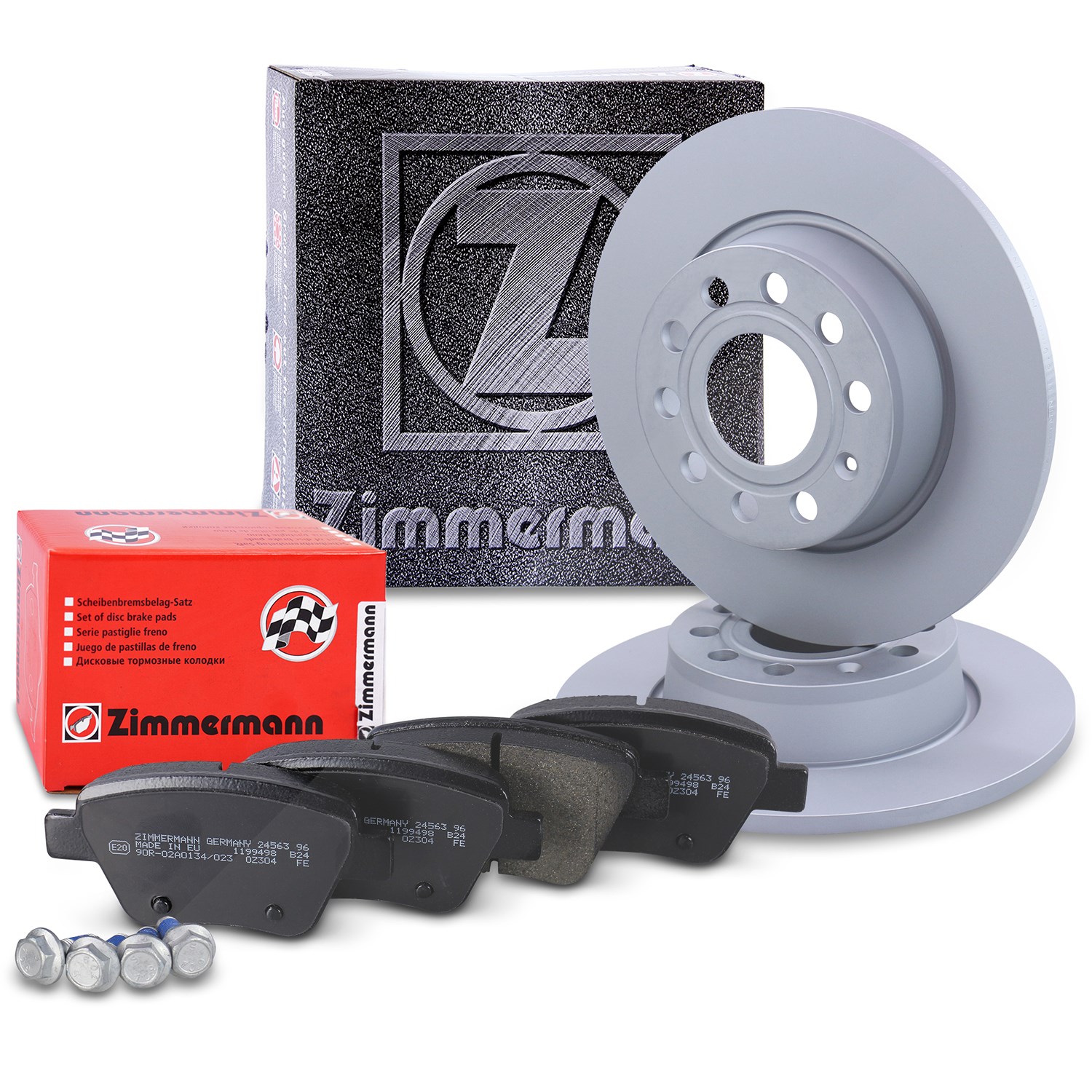 Zimmermann Bremsscheiben + Bremsbeläge Hinterachse [Hersteller-Nr. 10697764] für Seat, VW, Skoda, Audi