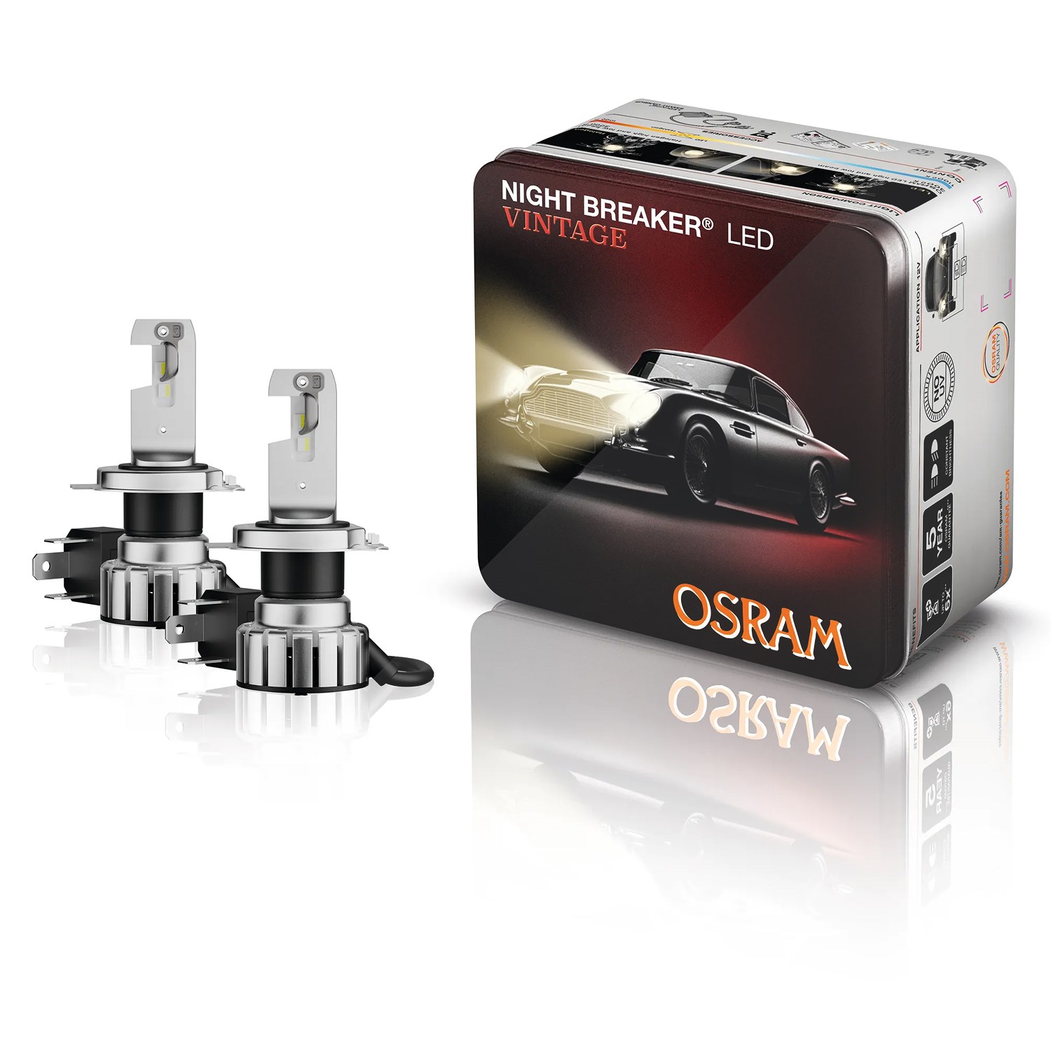 Osram NIGHT BREAKER LED VINTAGE H4 + R2 Adapter [Hersteller-Nr. 64193DWNBVNT-2MB]