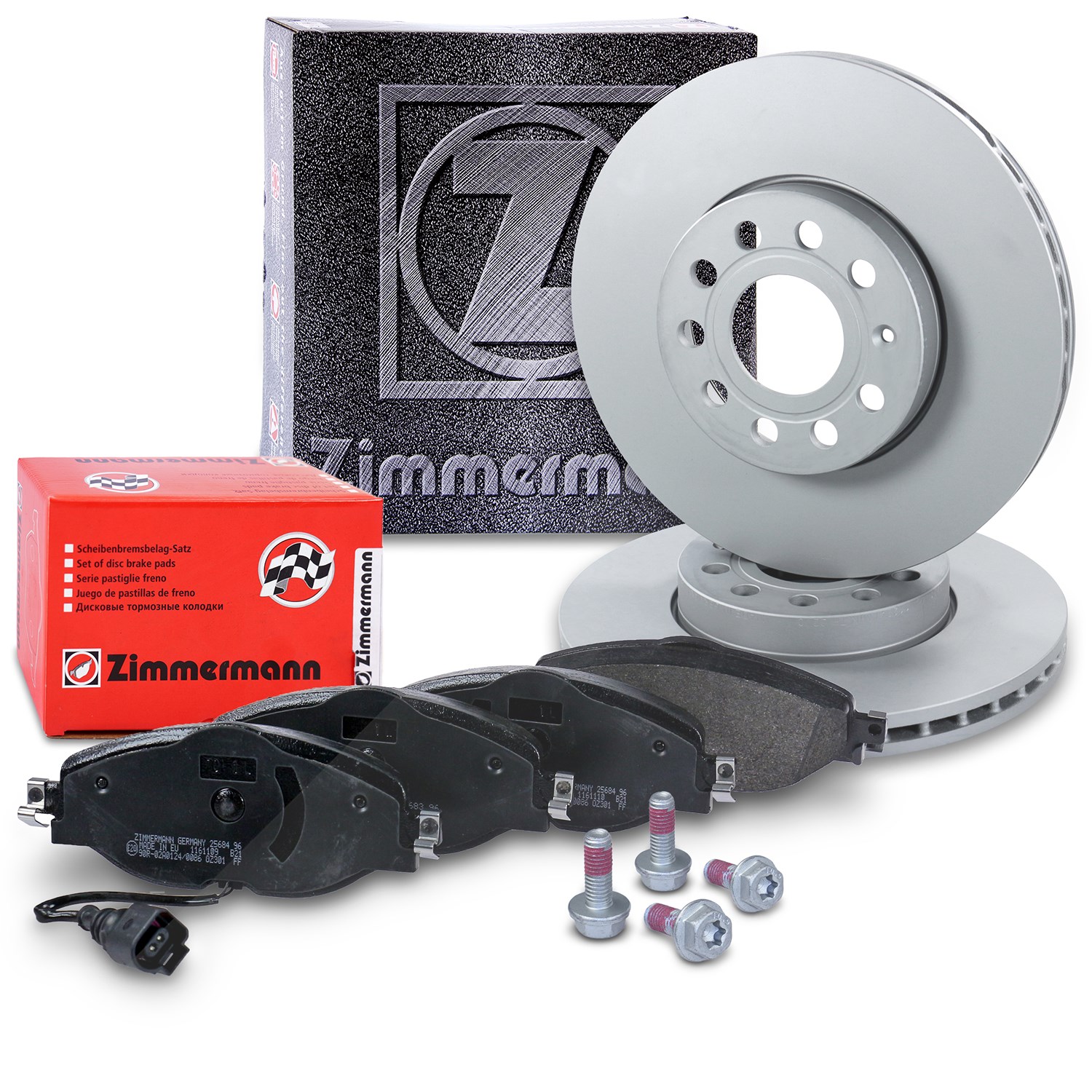 Zimmermann Bremsscheiben+Beläge mit VWK Vorne Belüftet [Hersteller-Nr. 40197085] für VW, Seat, Audi, Skoda