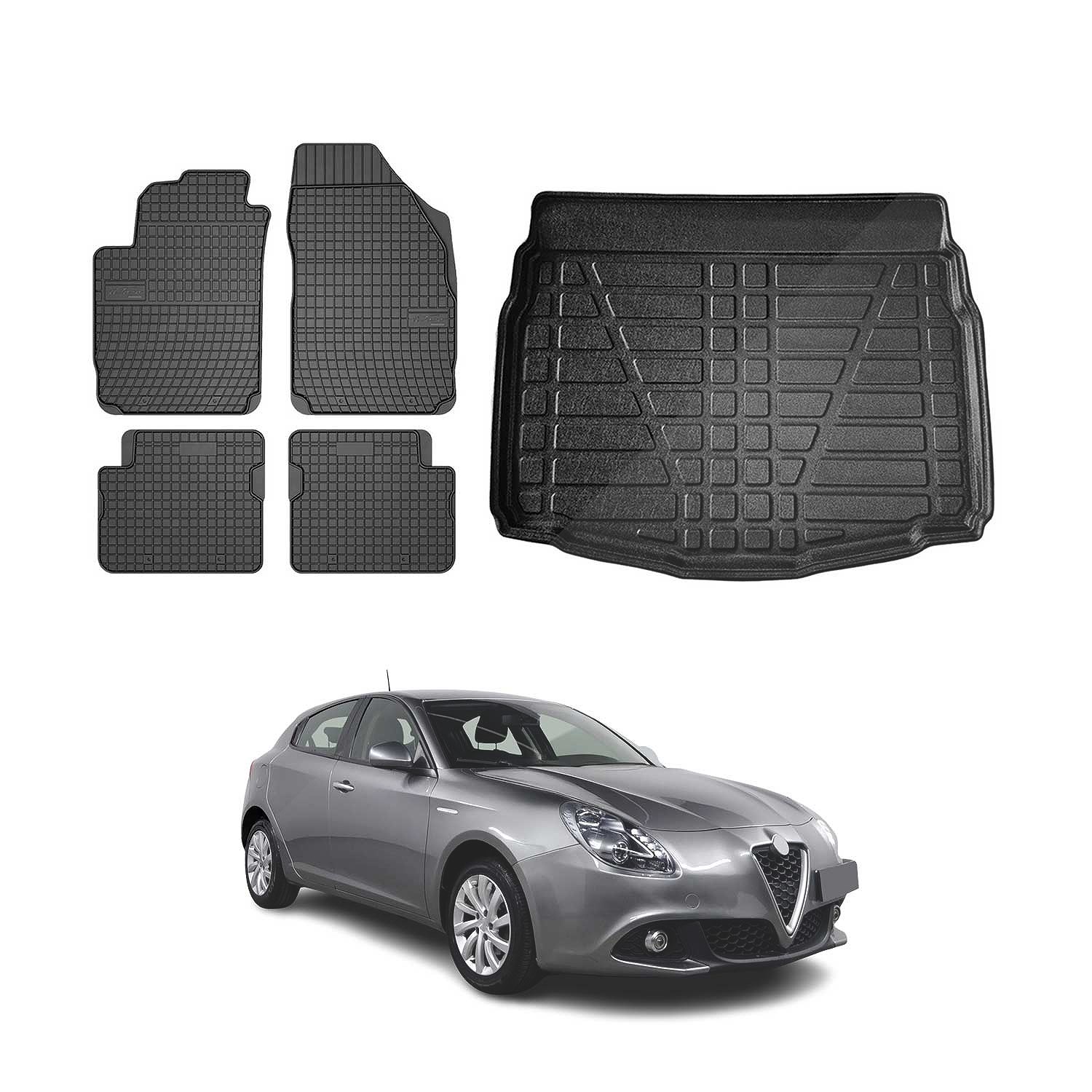 Omac Gummimatten Fußmatten Kofferraumwanne 5x [Hersteller-Nr. 0104YPS-484] für Alfa Romeo