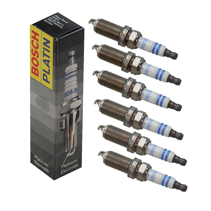 Bosch 6x Zündkerze Doppelplatin [Hersteller-Nr. 0242229708] für Hyundai, Fiat, Renault, Lancia, Kia, Citroën, Peugeot