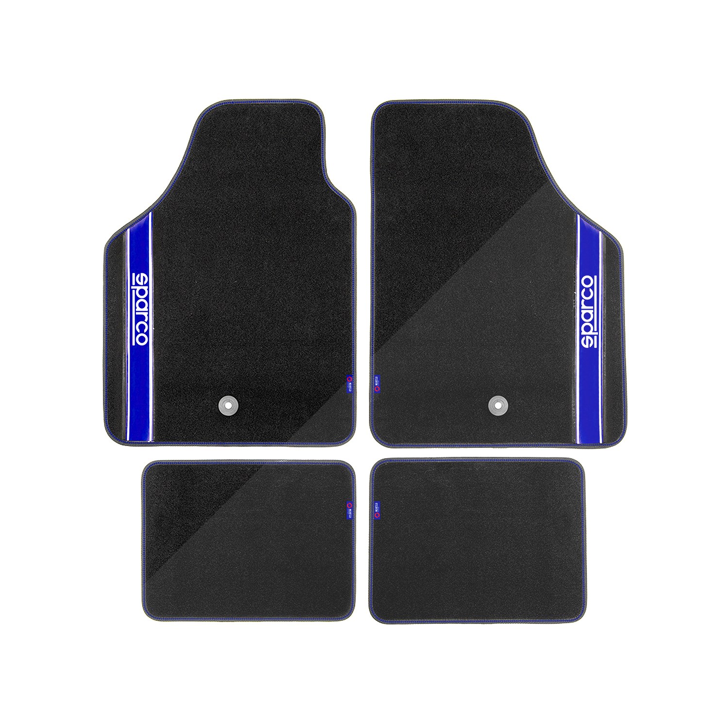 Sparco Gummimatten Fußmatten Automatten Schwarz Blau 4x [Hersteller-Nr. 03763BBS] für Dacia, Audi, Renault, Opel, VW