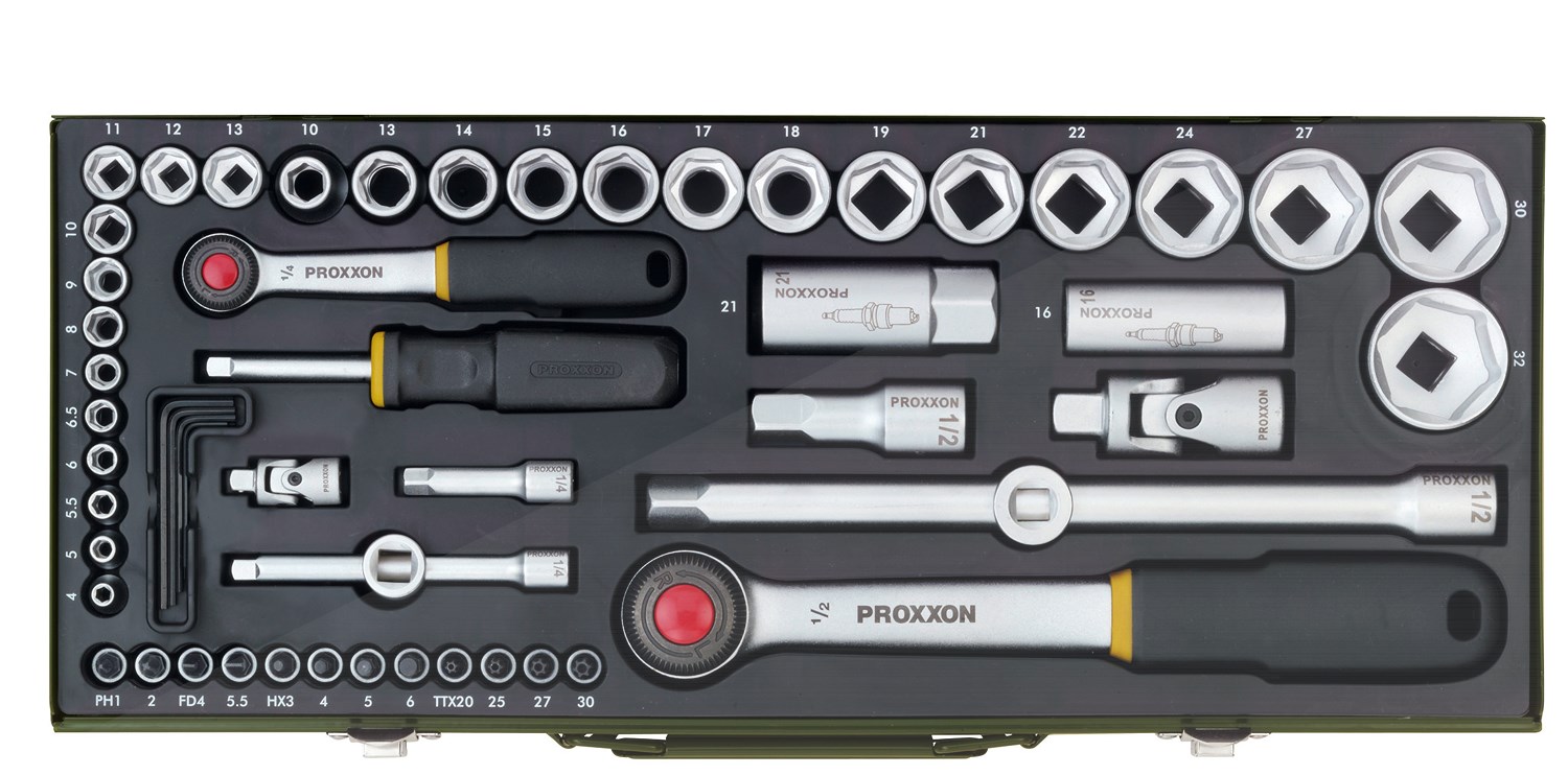 Proxxon, 23040, Steckschlüsselsatz Komplettsatz, mit 1/4"" + 1/2"" - Ratsche, - Image 7