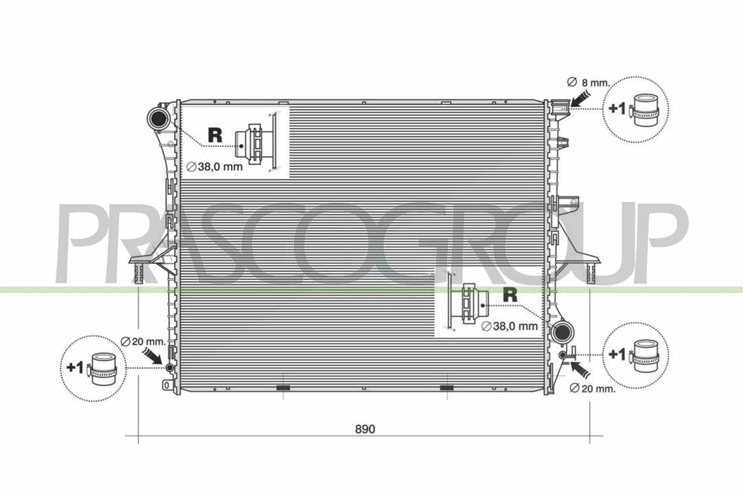 Prasco Kühler, Motorkühlung [Hersteller-Nr. AD830R002] für Audi, VW, Porsche