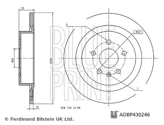 Blue Print Bremsscheibe Adbp430246 Hinterachse Voll 314Mm Für Aiways - Bild 3