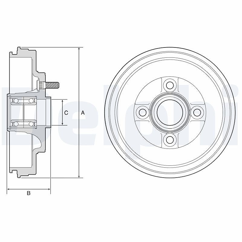 Für DELPHI HAMULCE BFR589 BRAKE DRUM REAR WITH BEARING - Bild 7