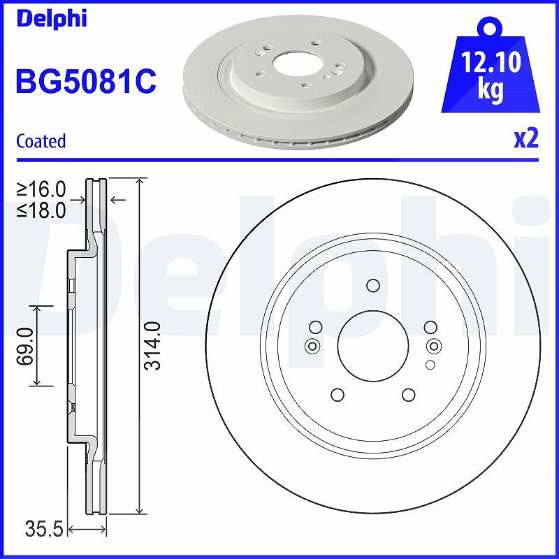 Delphi Bremsscheibe Bg5081c 314Mm 18Mm Für Hyundai - Bild 4