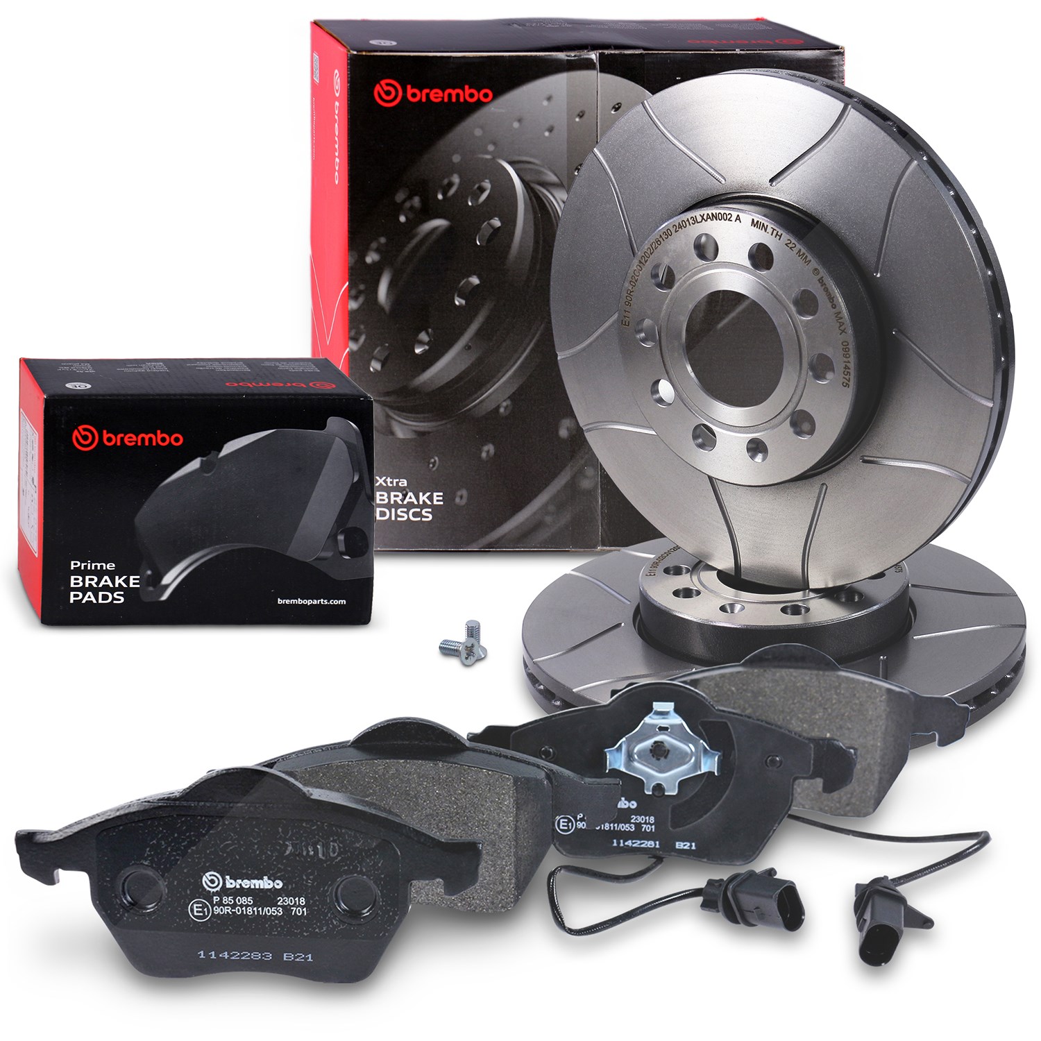 Brembo Bremsscheiben Sport Max+Bremsbeläge Vorne [Hersteller-Nr. 10698054] für Skoda