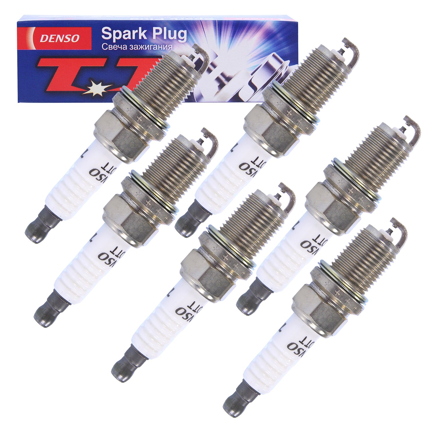 Denso 6x Zündkerze Twin Tip K20TT [Hersteller-Nr. K20TT] für Honda, Caterham, Tata, Cadillac, Ford Usa, Jaguar, Rover, Lada, VW, Piaggio, Jeep, Infini