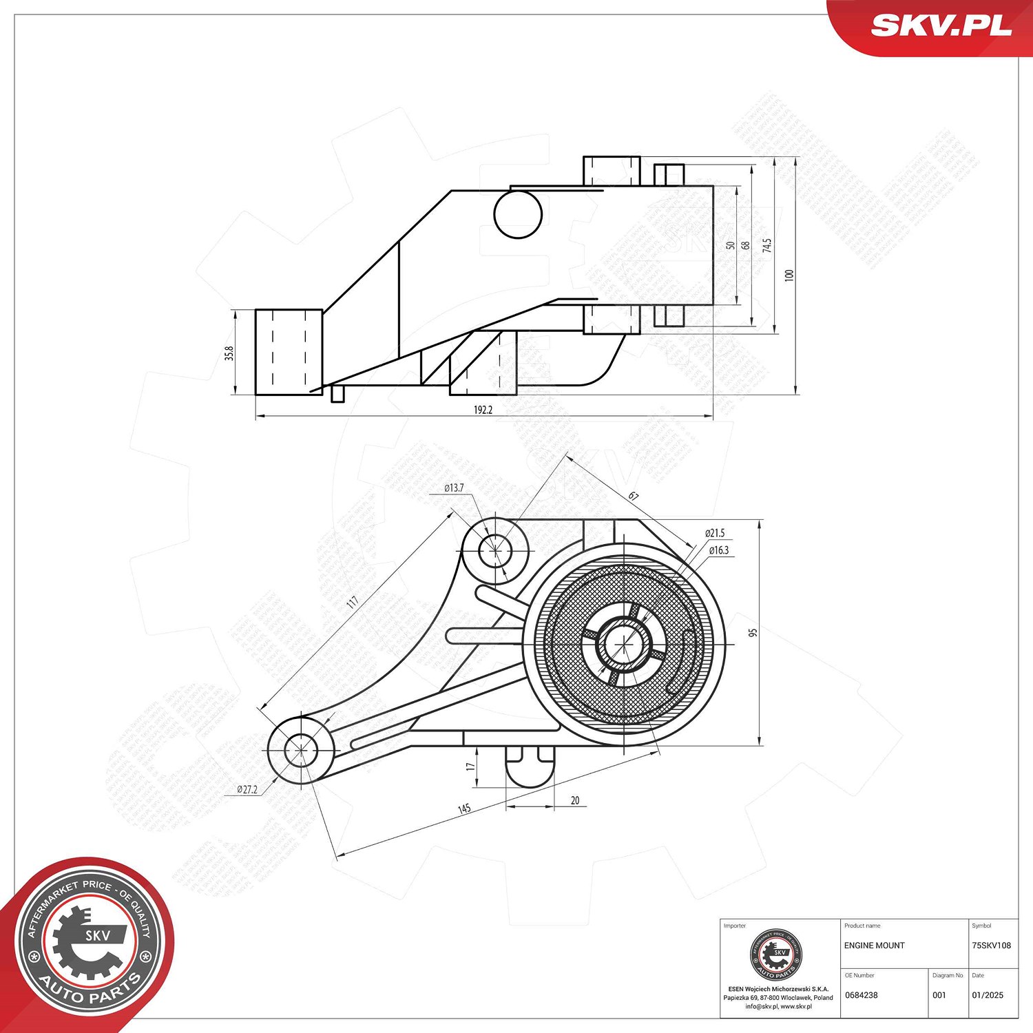 Esen Skv Lagerung, Motor [Hersteller-Nr. 75SKV108] für Vauxhall, Opel