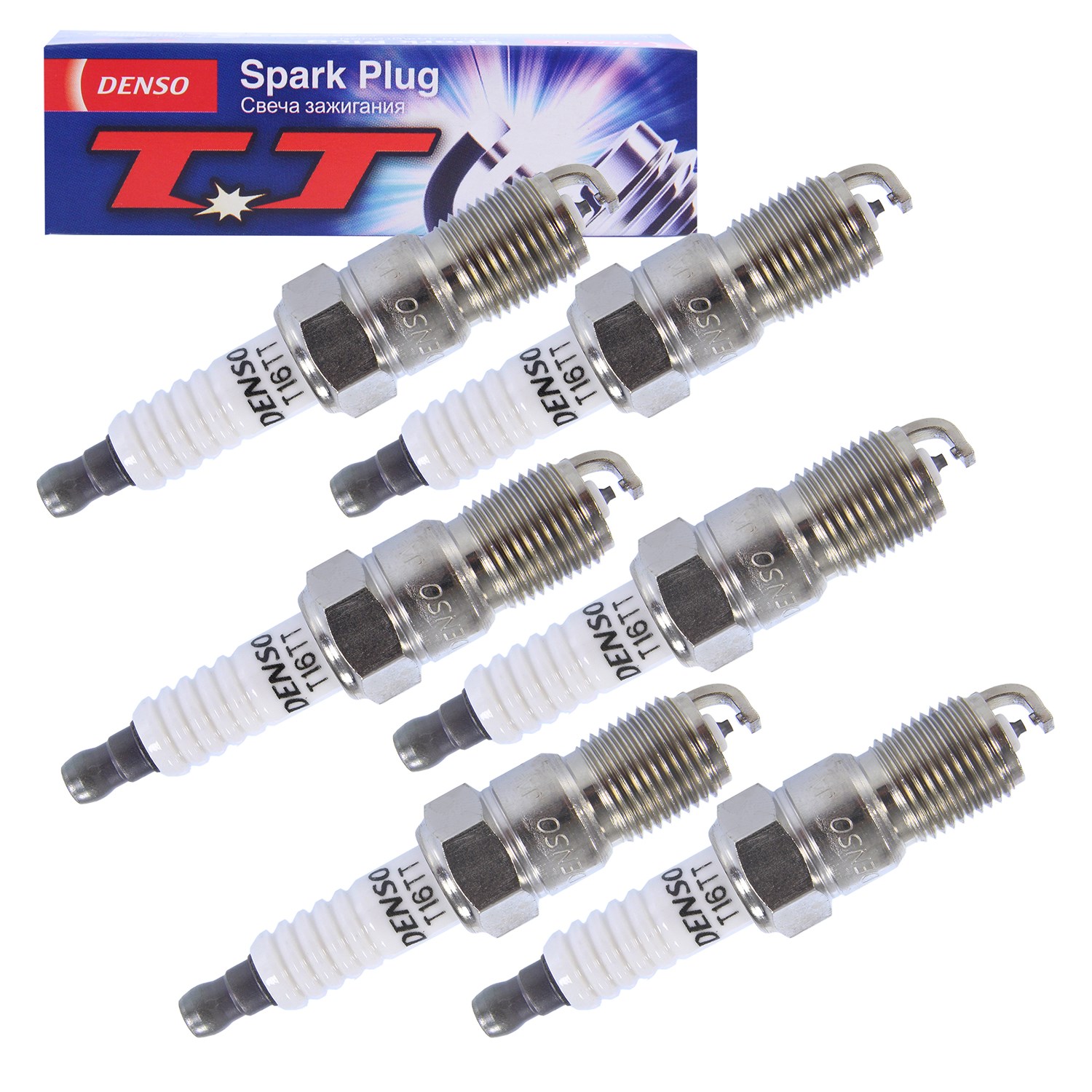 Denso 6x Zündkerze Twin Tip T16TT [Hersteller-Nr. T16TT] für Chevrolet, Ford, Buick
