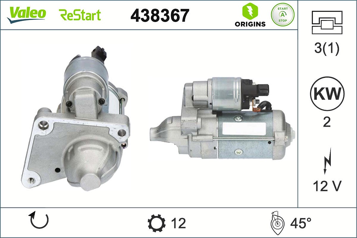 Valeo Starter [Hersteller-Nr. 438367] für Citroën, Vauxhall, Peugeot, Opel, Fiat, Ds, Toyota