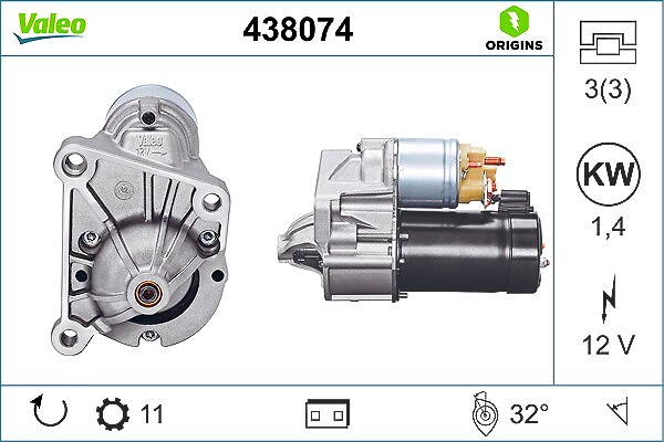 Valeo Starter [Hersteller-Nr. 438074] für Vauxhall, Renault, Dacia, Aro, Volvo, Opel