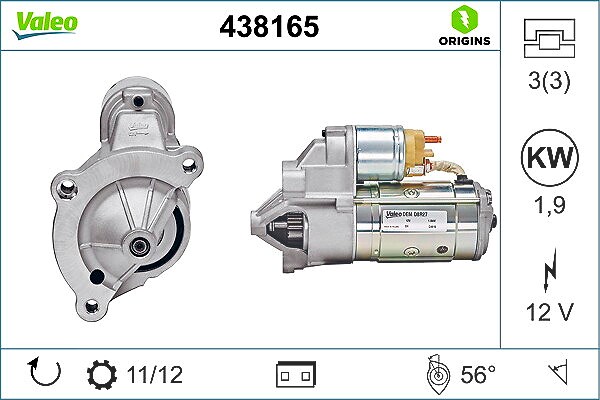 Valeo Starter [Hersteller-Nr. 438165] für Citroën, Peugeot, Fiat, Lancia, Ds, Opel, Vauxhall