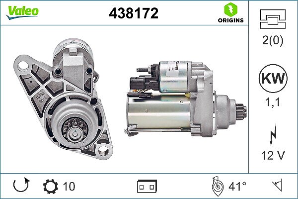 Valeo Starter [Hersteller-Nr. 438172] für Seat, Skoda, Audi, VW