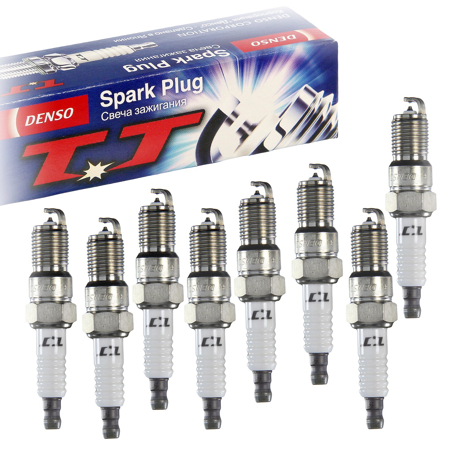 Denso 8x Zündkerze Twin Tip T20TT [Hersteller-Nr. T20TT] für Audi, Chevrolet, Jaguar