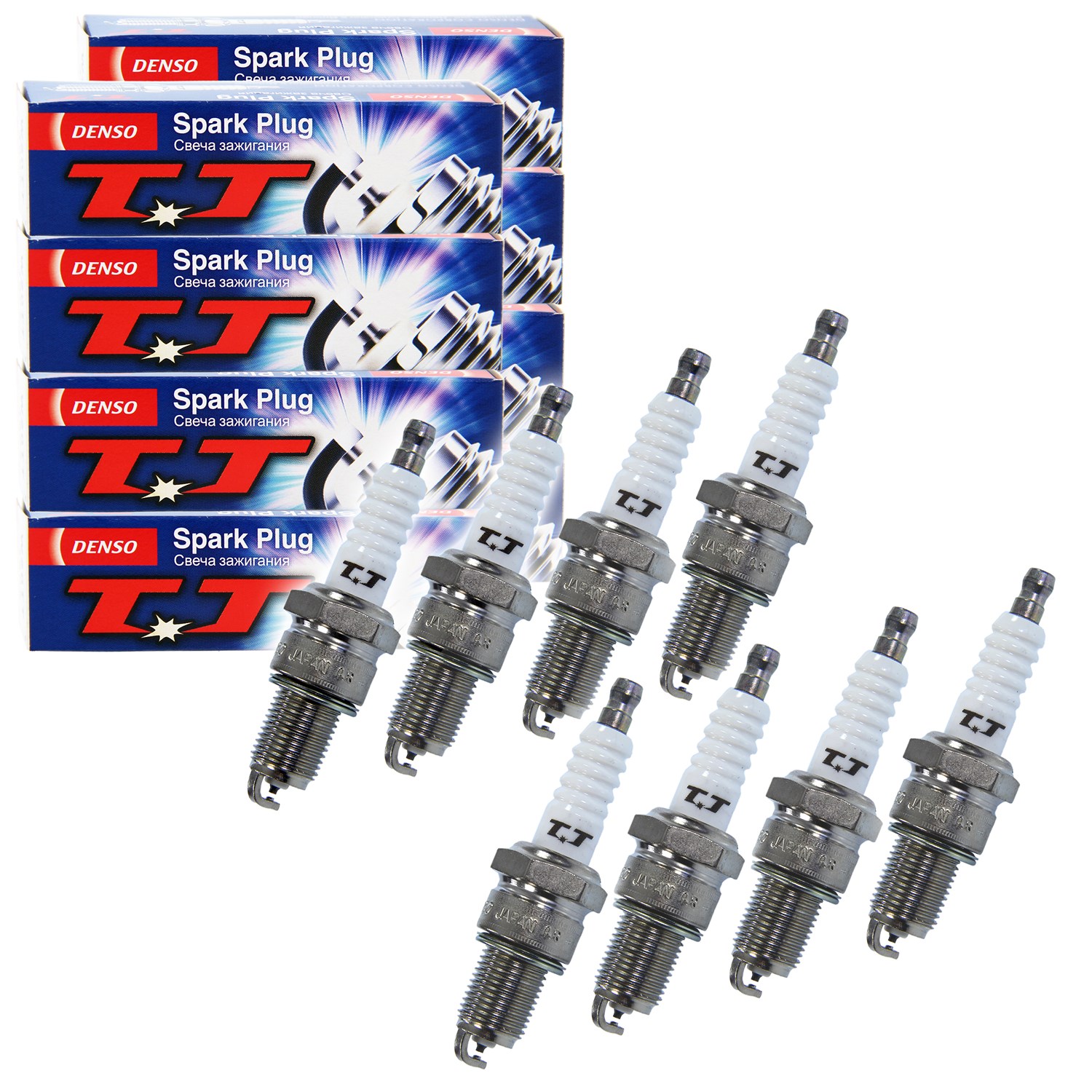 Denso 8x Zündkerze Twin Tip W20TT [Hersteller-Nr. W20TT] für Aston Martin, Mercedes-Benz, Land Rover