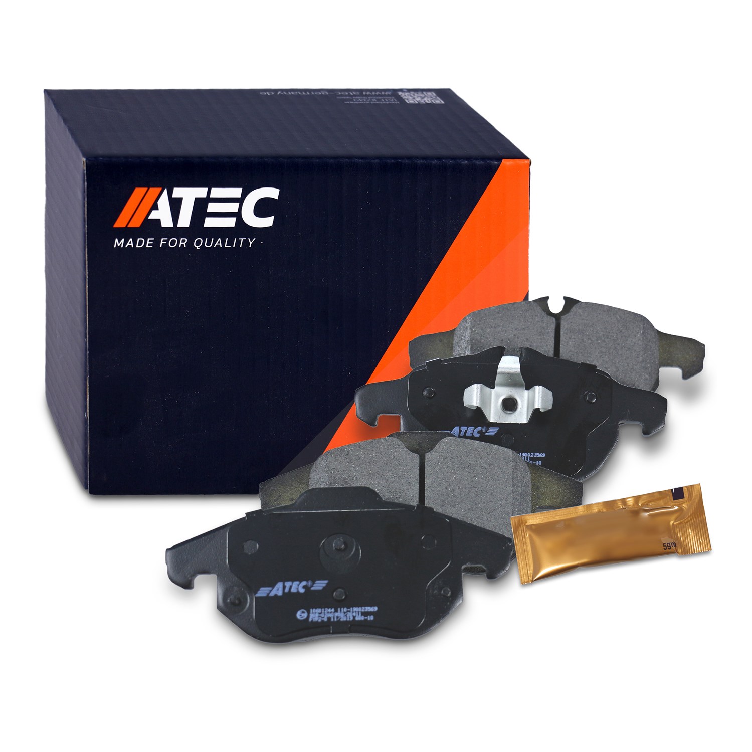 Atec Bremsbeläge vorne (Satz) [Hersteller-Nr. 10601244] für Opel, Fiat, Chevrolet, Cadillac, Saab, Vauxhall