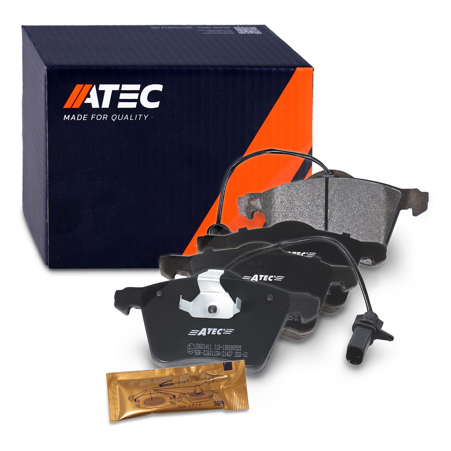 Atec Bremsbeläge vorne (Satz) mit VWK [Hersteller-Nr. 10601411] für VW, Seat, Ford