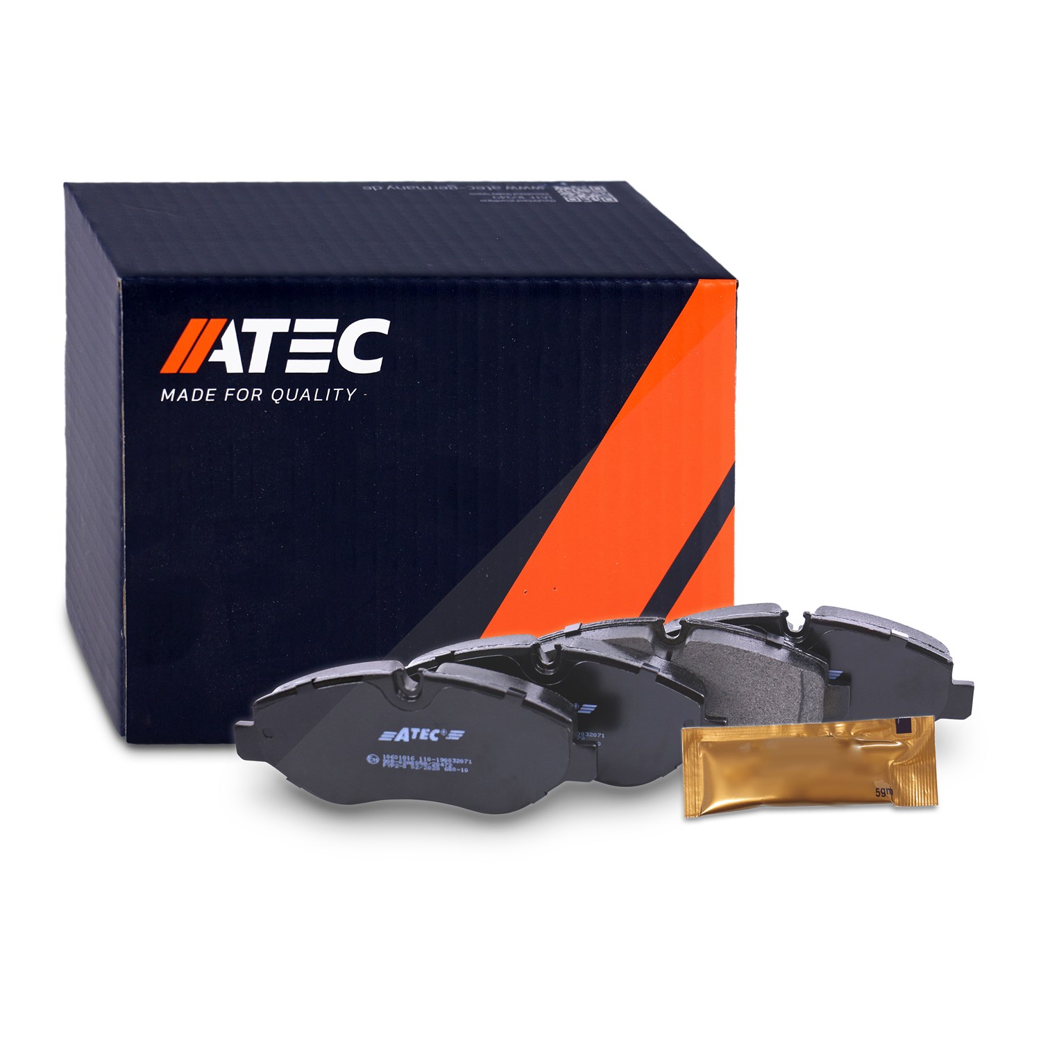 Atec Bremsbeläge vorne (Satz) SYSTEM BREMBO [Hersteller-Nr. 10601816] für VW, Mercedes-Benz