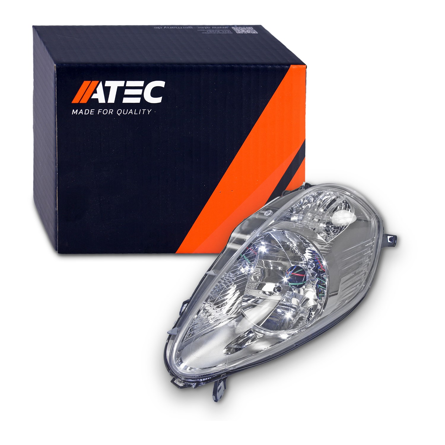 Atec Scheinwerfer H4 chrom, violetter Stecker [Hersteller-Nr. 30351722] für Abarth, Fiat