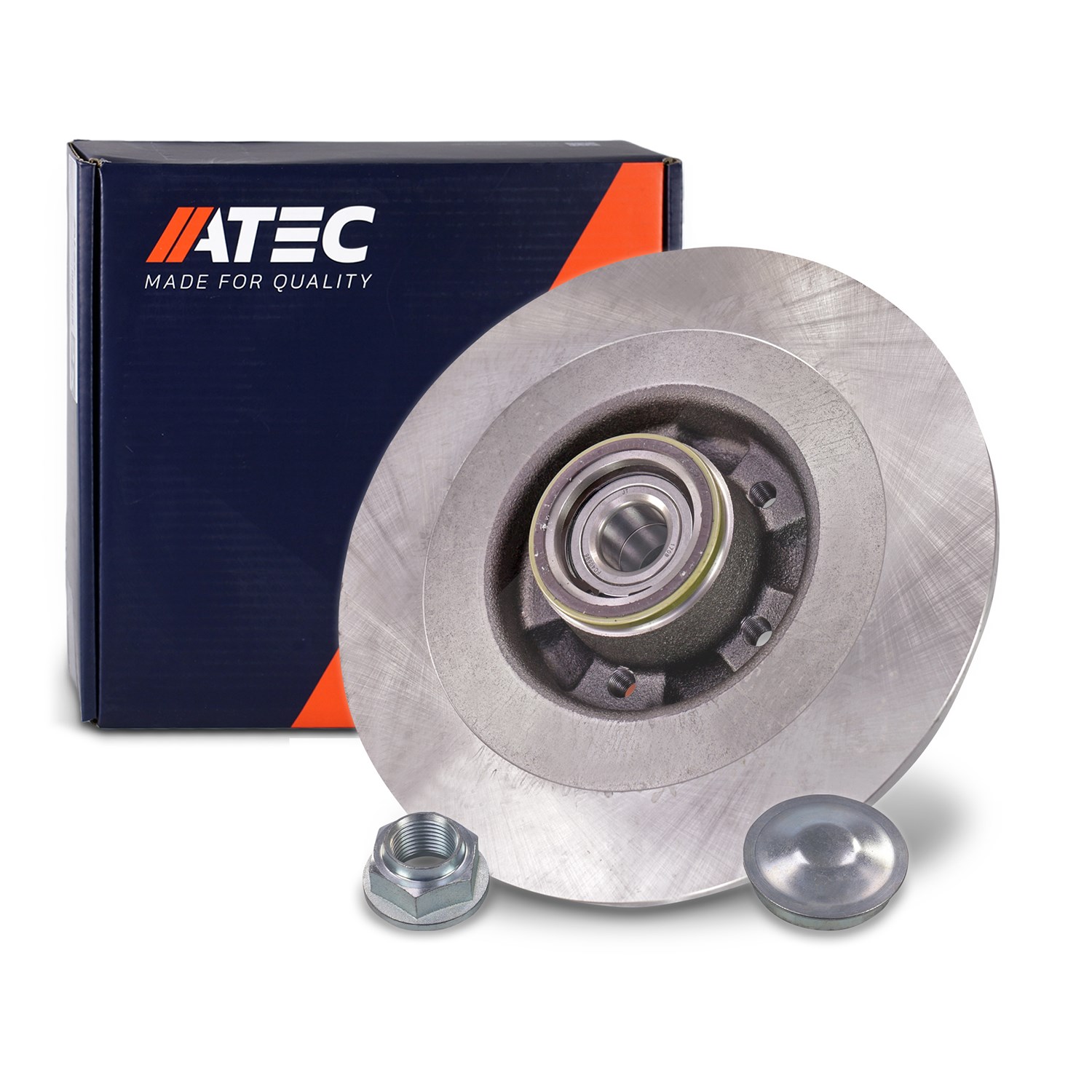 Atec 1x Bremsscheibe mit Radlager Hinterachse Voll [Hersteller-Nr. 34000160] für Renault