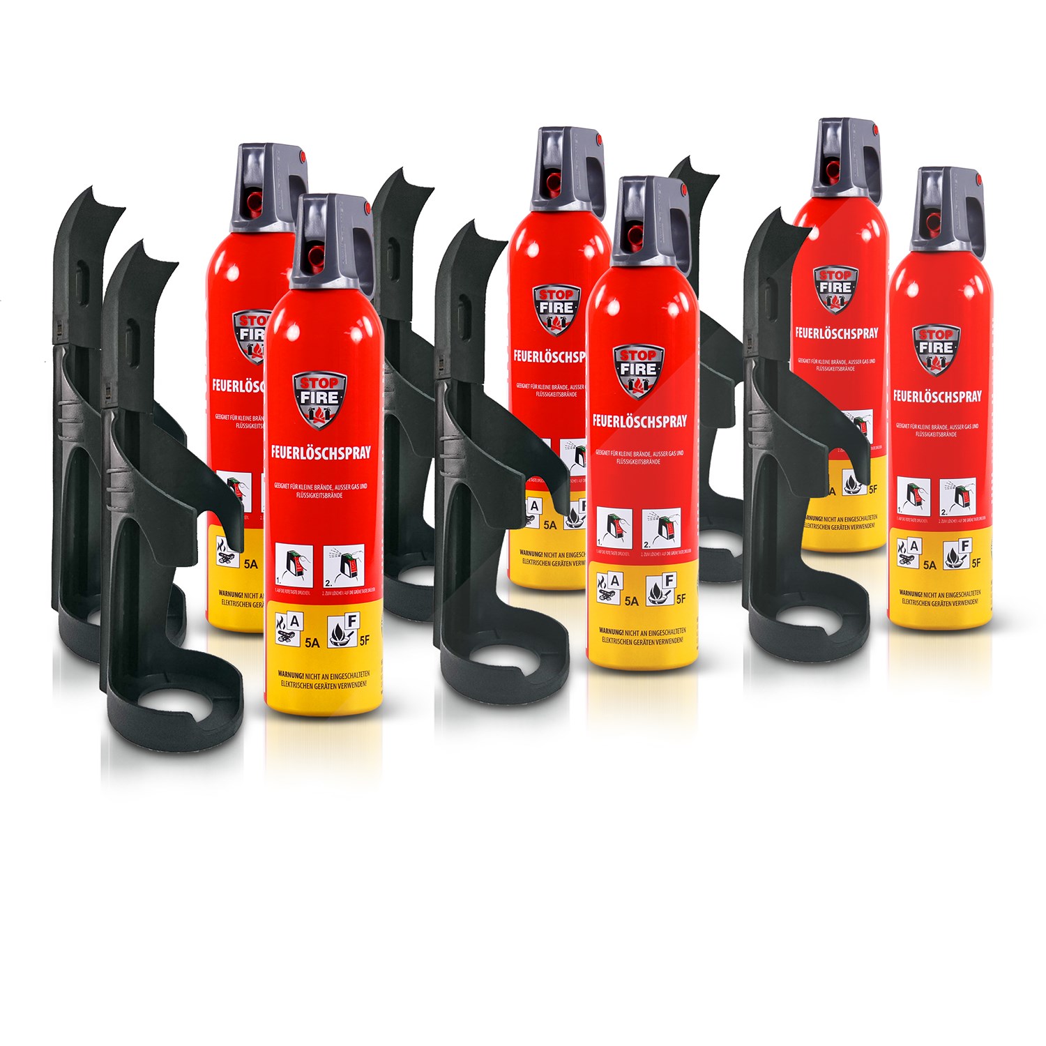 Reinoldmax 6x 750ml Feuerlöschspray FIRE EXTINGUISHING + 6x Wandhalterung [Hersteller-Nr. 41209725]