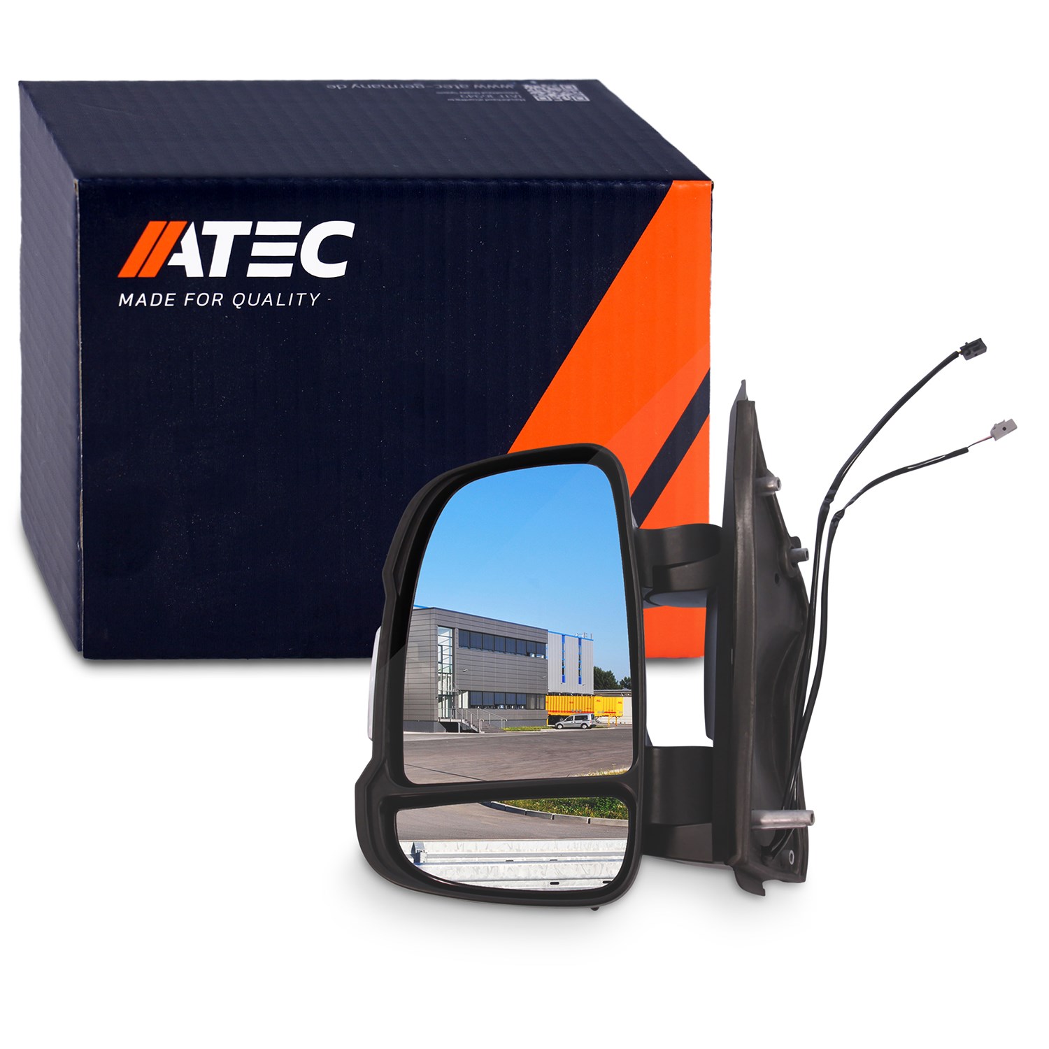 Atec Außenspiegel links, manuell, mit Temperatursensor [Hersteller-Nr. 10419078] für Citroën, Fiat, Peugeot