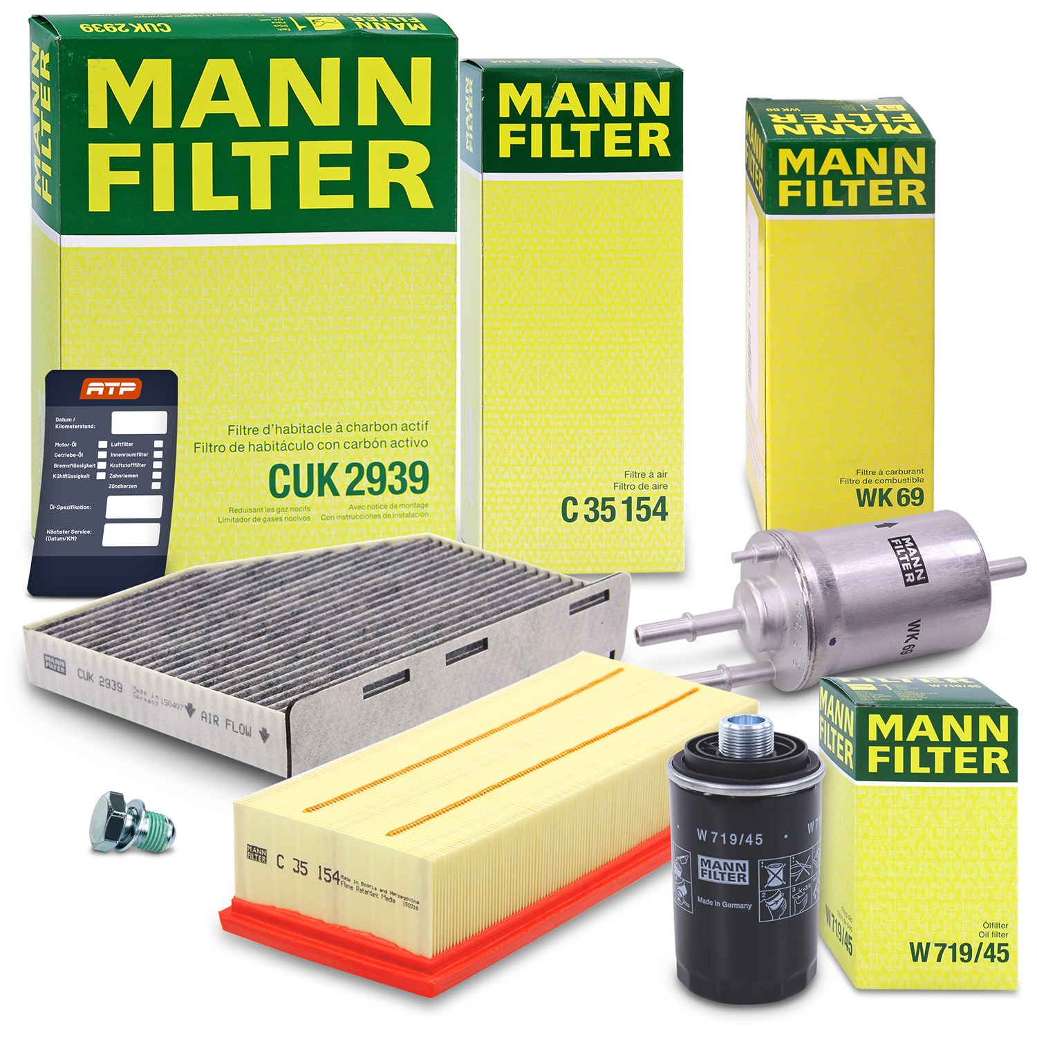 Mann-filter Inspektionspaket Filtersatz SET B [Hersteller-Nr. 10492177] für VW, Seat, Audi, Skoda