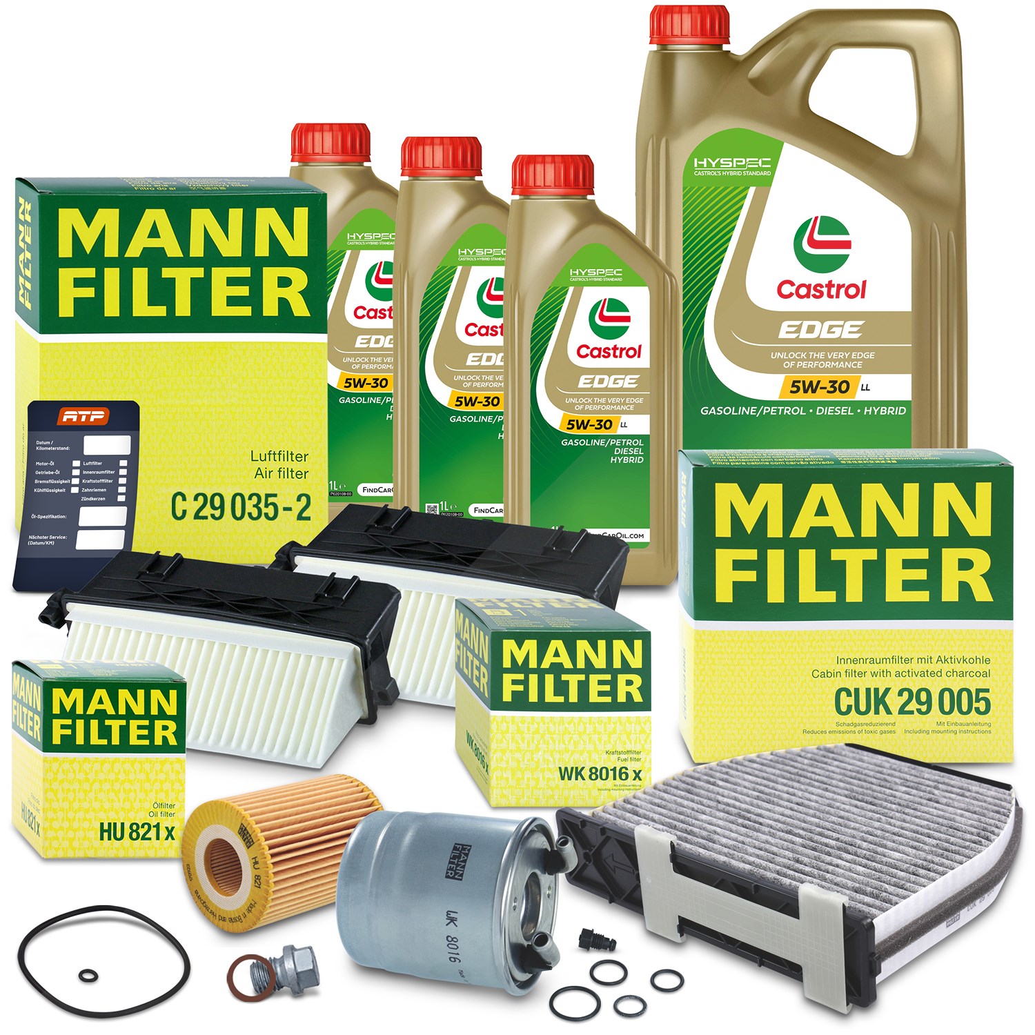 Mann-filter Inspektionspaket B + 8l 5W-30 Motoröl [Hersteller-Nr. 40516289] für Mercedes-Benz