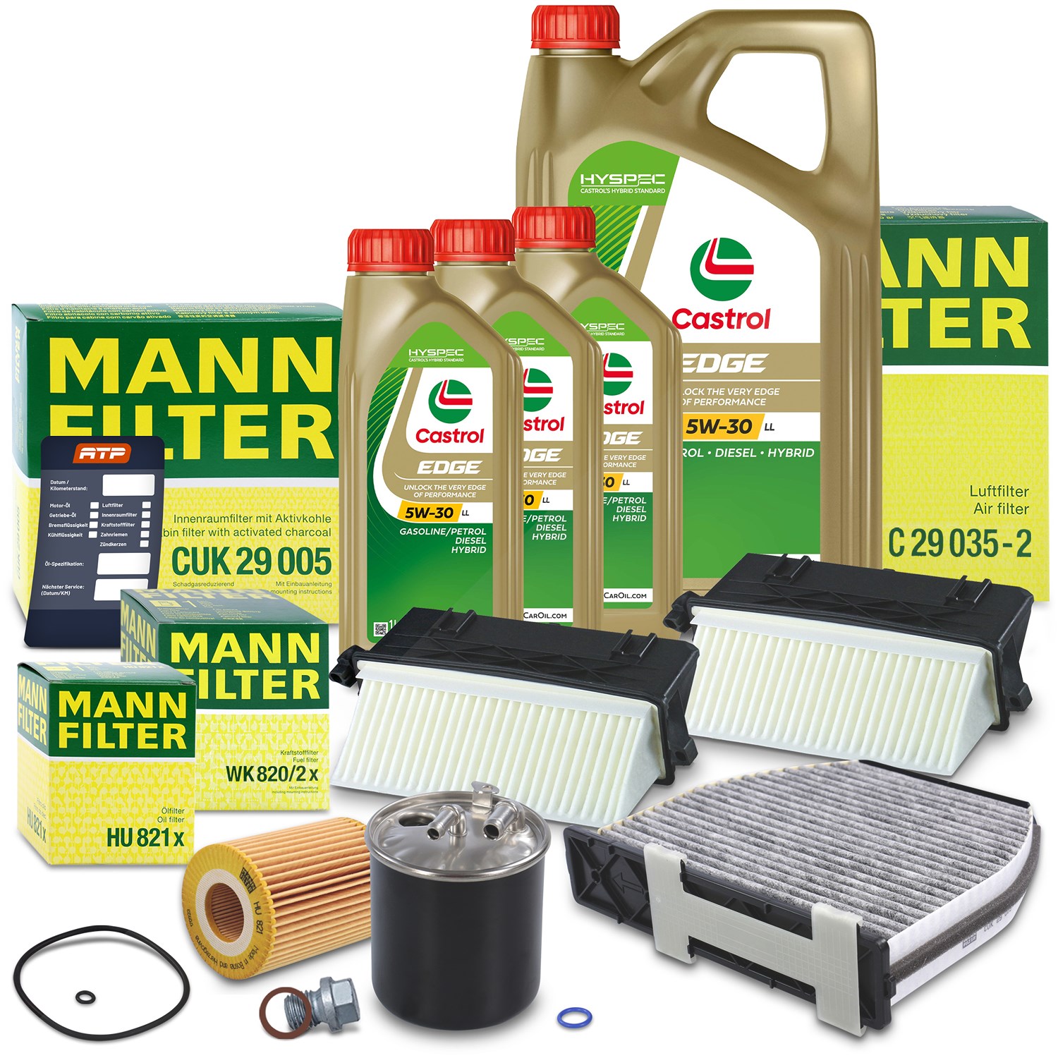 Mann-filter Inspektionspaket B + 8l 5W-30 Motoröl [Hersteller-Nr. 40516290] für Mercedes-Benz
