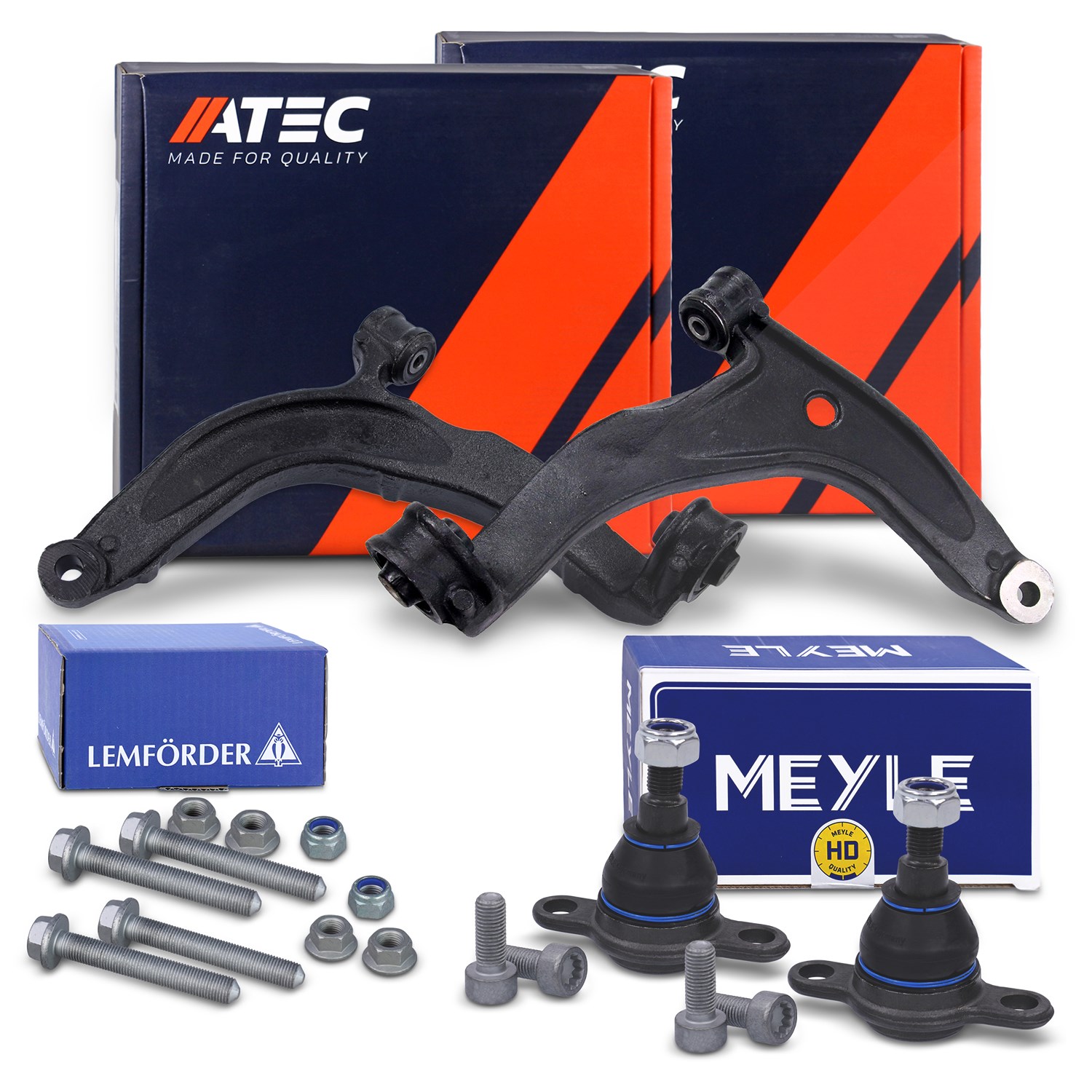 Atec 2x Querlenker + 2x MEYLE Traggelenk + Schraubensatz vorne [Hersteller-Nr. 41840105] für VW