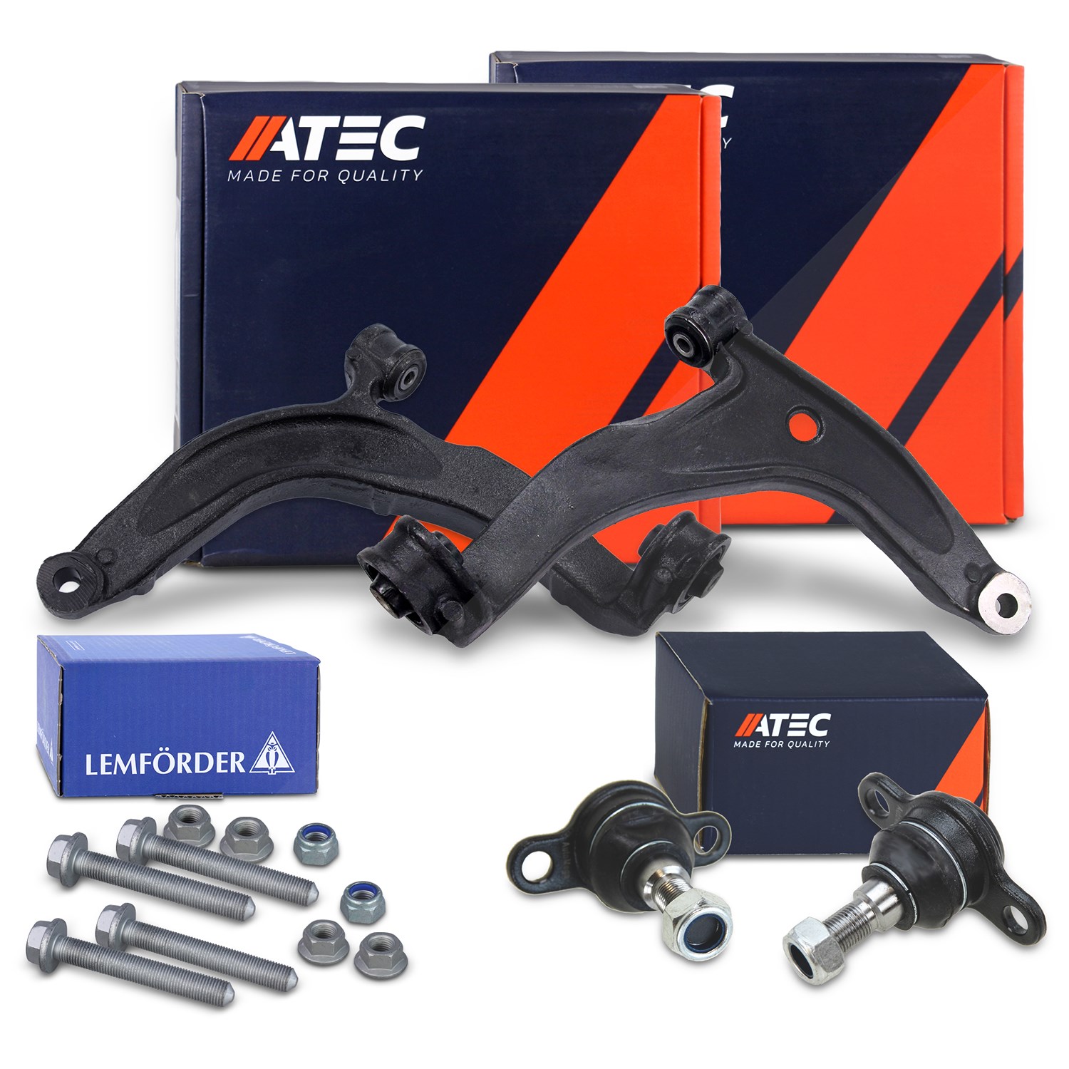 Atec 2x Querlenker + 2x Traggelenk + Schraubensatz vorne [Hersteller-Nr. 41840106] für VW