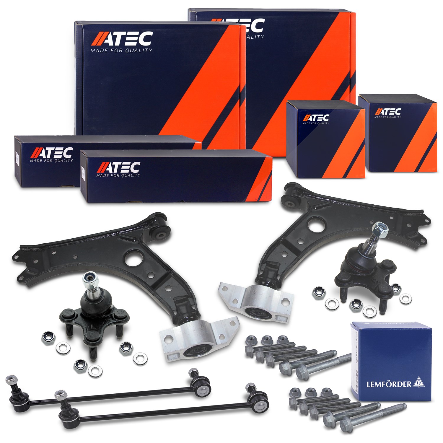 Atec Querlenkersatz 6-tlg. + Schraubensatz vorne [Hersteller-Nr. 41840125] für Skoda, Seat, Audi, VW