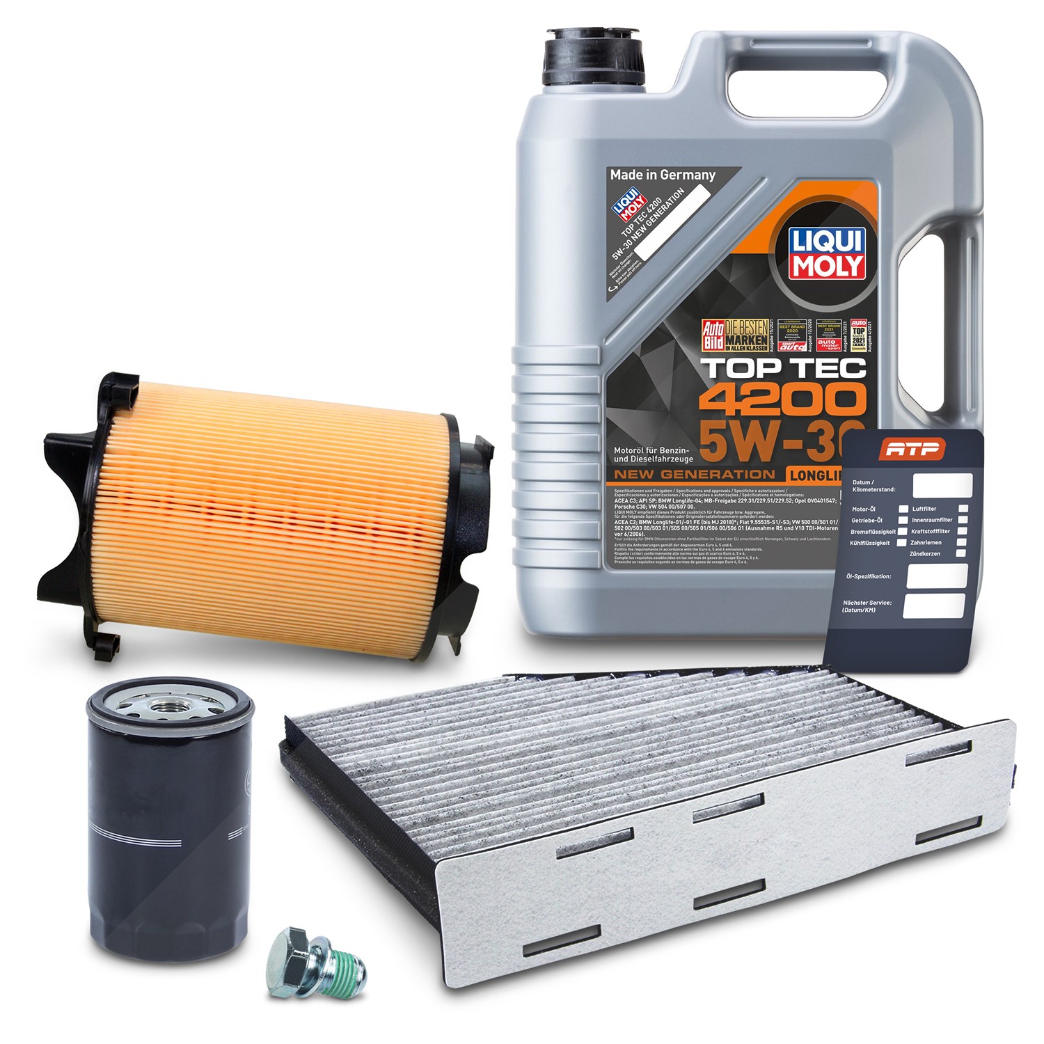 Liqui Moly Inspektionspaket A + 5l 5W-30 Motoröl [Hersteller-Nr. 40513966] für Audi, Skoda, Seat, VW
